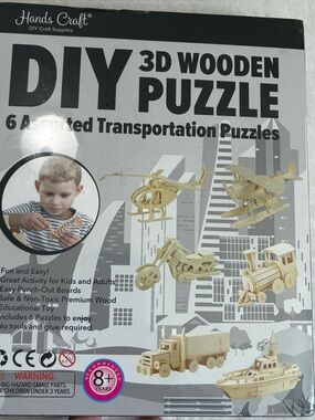 DIY 3D Wooden Puzzle 6 Transportation puzzles no tools or  required